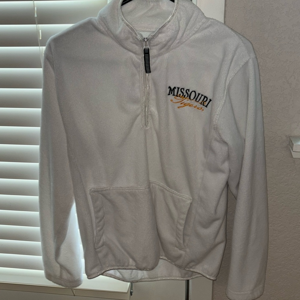 White mizzou zip up